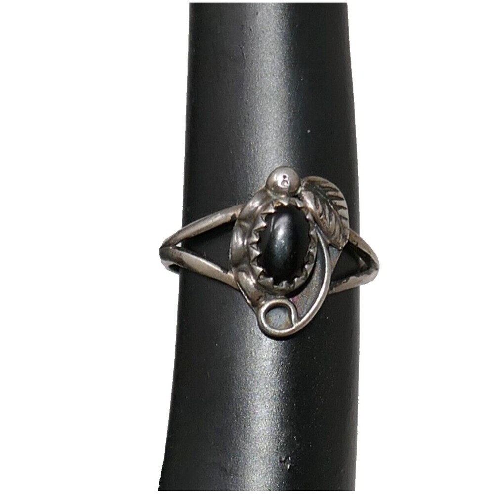 Silver Cloud SC Sterling Silver Black Onyx Cabochon Ring Size 3.5